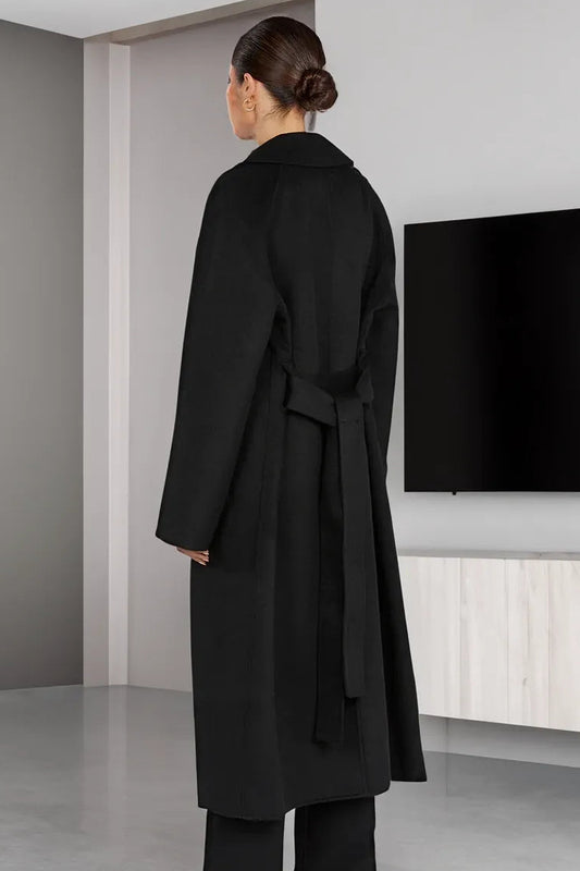 Belted Long Trench Coat for women, detail view.