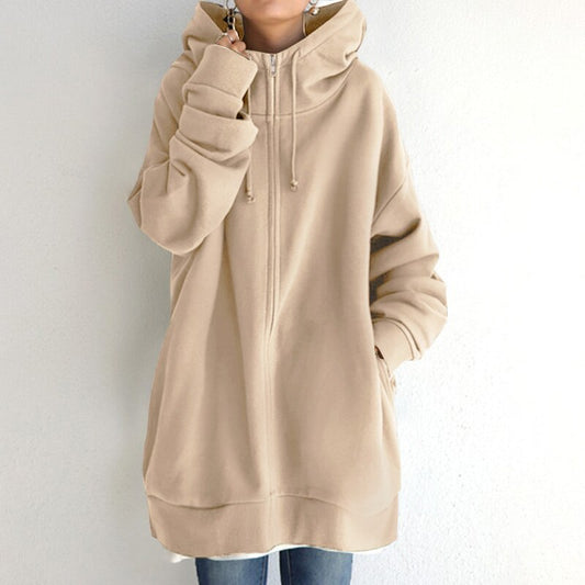 Women's Longline Fleece Zip Up Hoodie