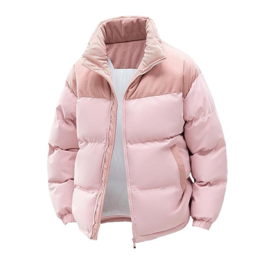 Men's Color Block Puffer Winter Jacket in Pink