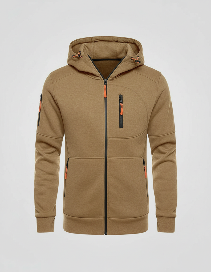 Men's Full Zip Hoodie in Khaki