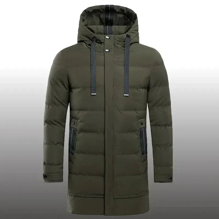 Men's Mid Length Puffer Jacket in Army Green