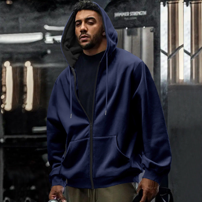 Men's Oversized Zip Up Hoodie in Blue
