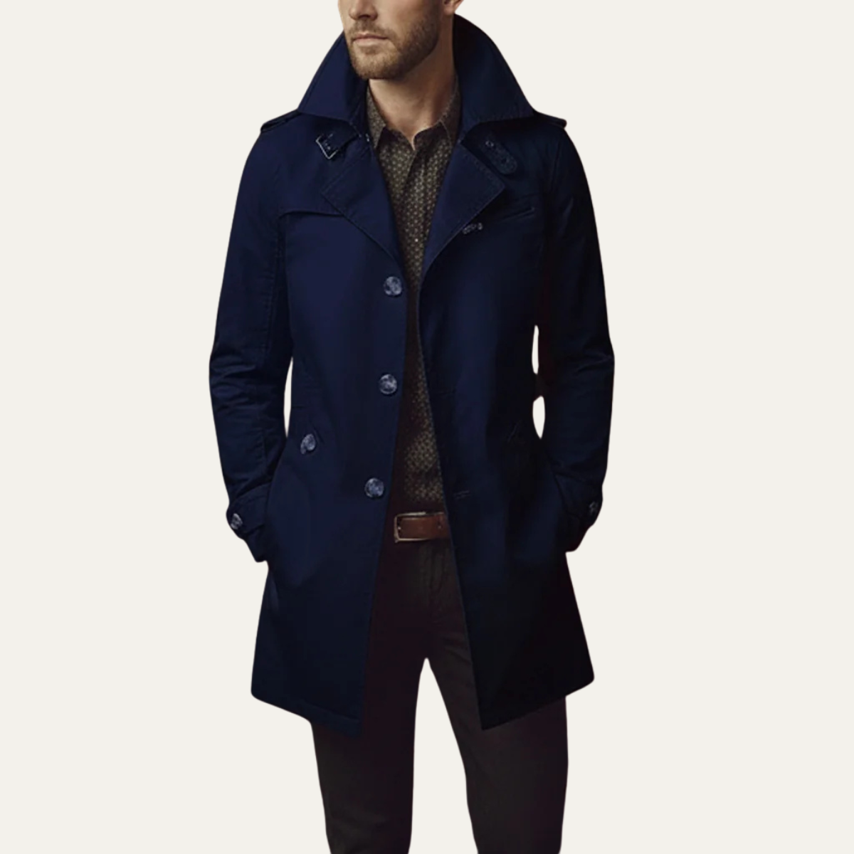 Men's Storm Flap Trench Coat in Navy