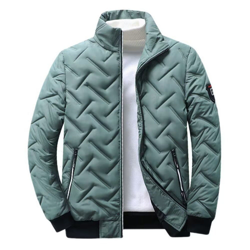 Men's Wave Quilted Winter Jacket in Sage Green