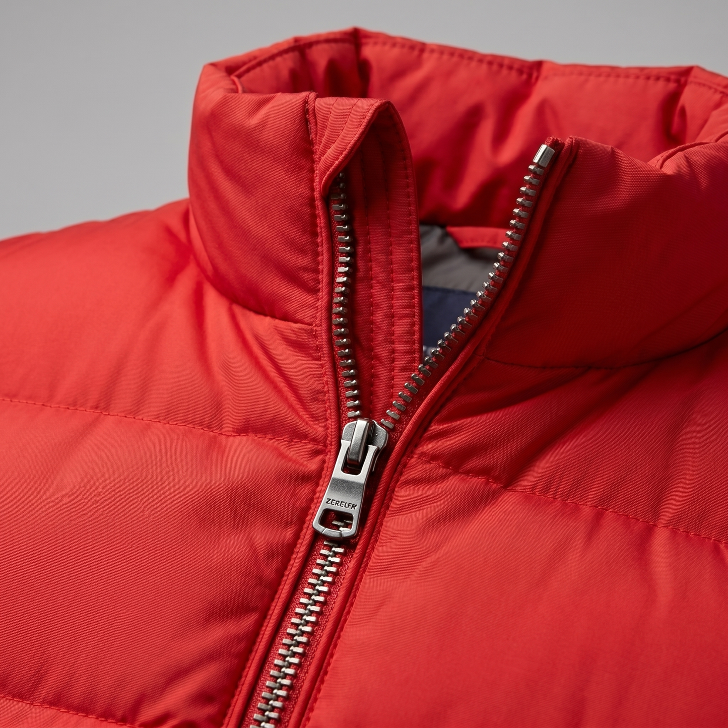 Man wearing a men's quilted puffer vest with a stand collar and full zip front
