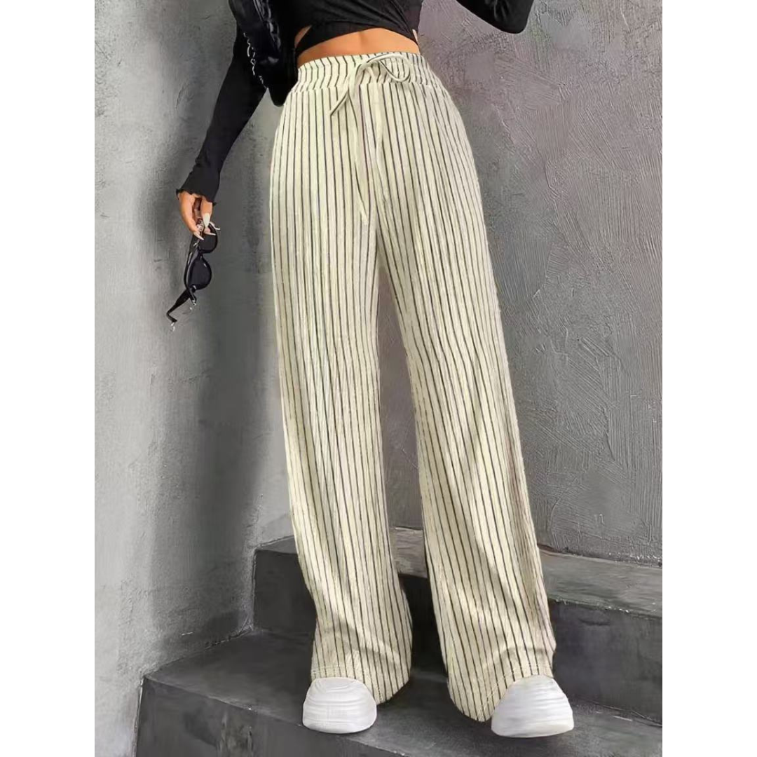 Woman wearing wide waist everyday comfort pants