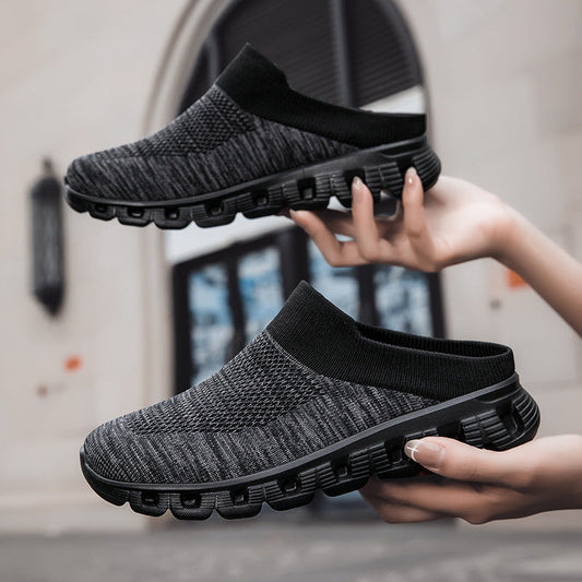 Travel knit slip-on slides
