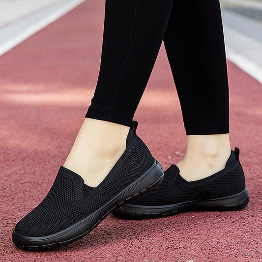 Seamless knit slip-on slides
