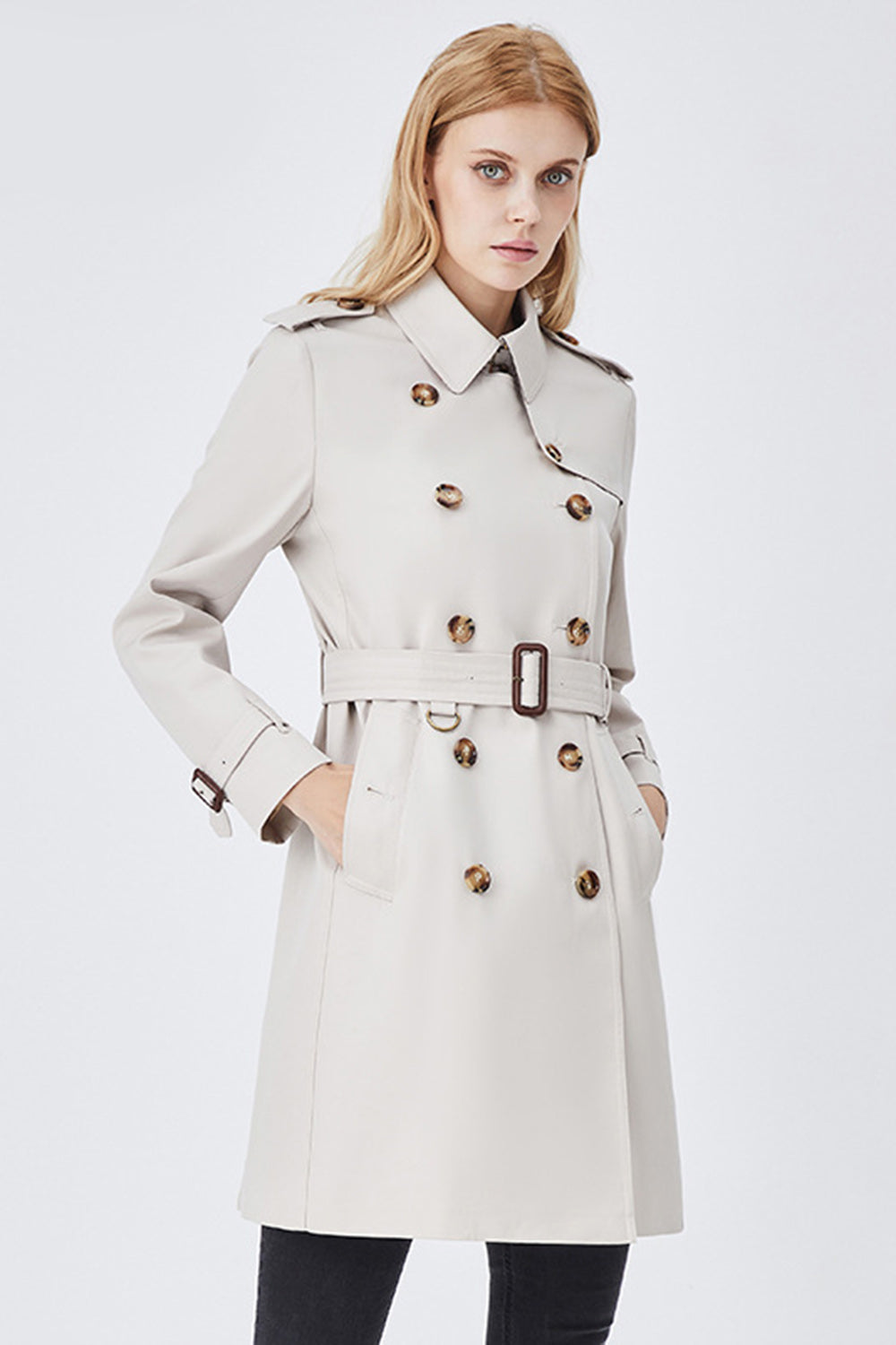 Women's Belted Slim Trench Coat