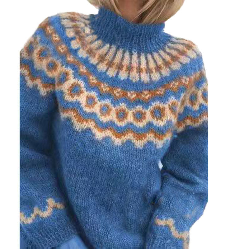 Women's Brushed Fair Isle Sweater in Blue