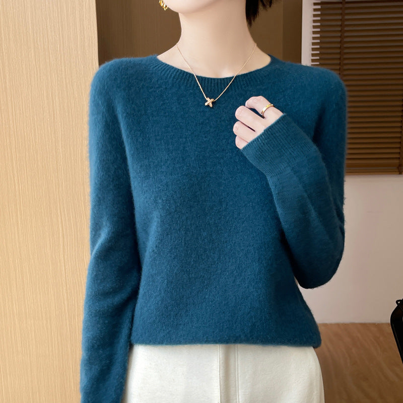 Women's Brushed Knit Sweater in Petrol Blue