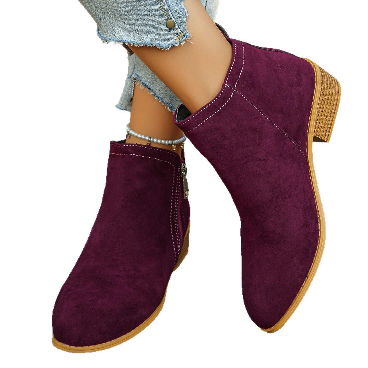 Women's Contrast Stitch Ankle Boots