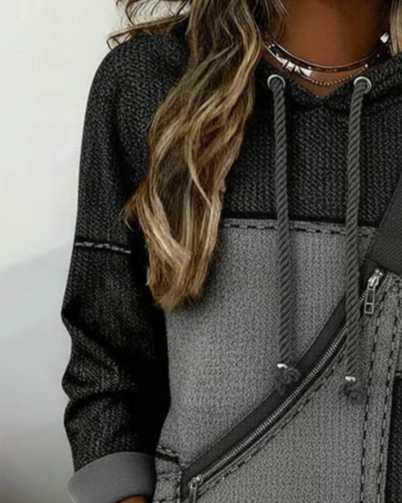 Women's Diagonal Zip Knit Hoodie