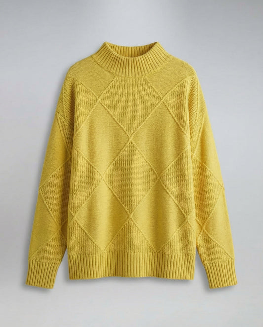 Women's Diamond Knit Mock Neck Sweater