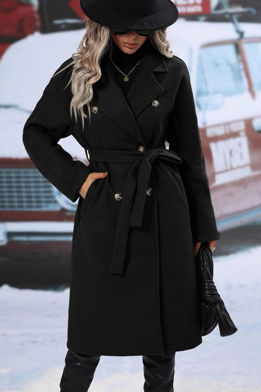 Women's Double Breasted Long Trench Coat