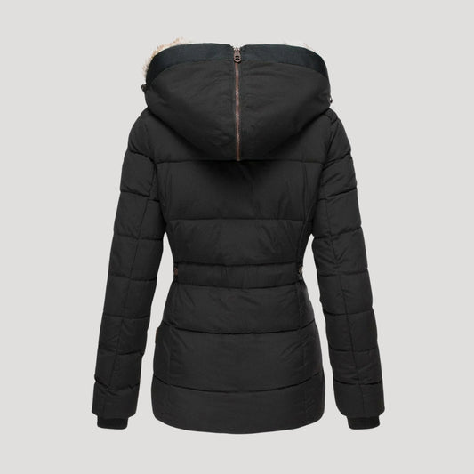 Women's Faux Fur Cape Puffer Winter Jacket