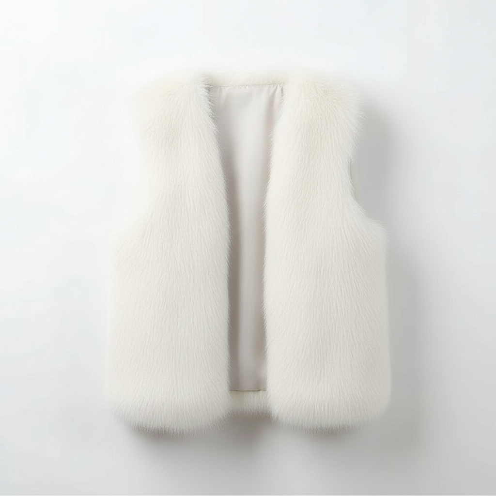 Women's Faux Fur Vest in Beige