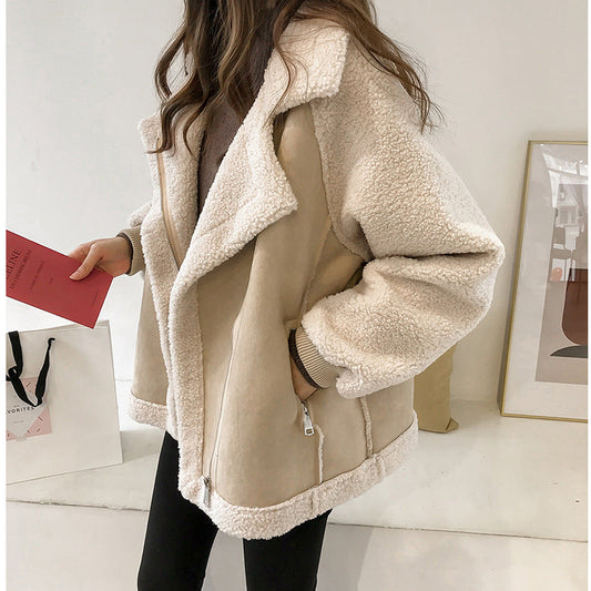 Women's Faux Shearling Winter Jacket in Beige