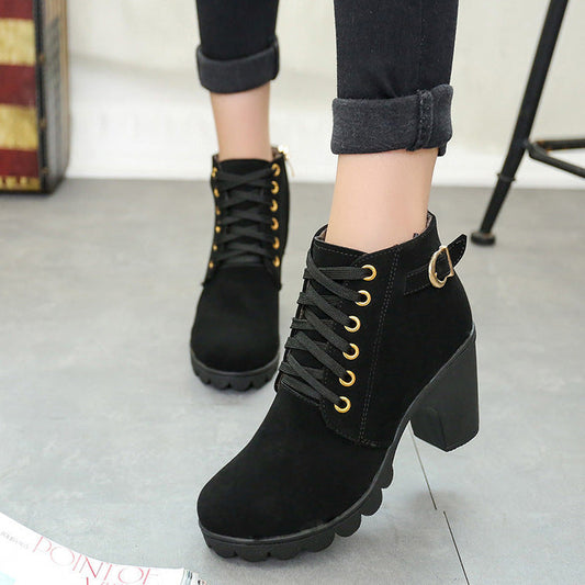 Women's Lace Up Buckle Ankle Boots