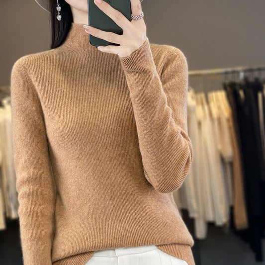 Women's Mock Neck Ribbed Sweater