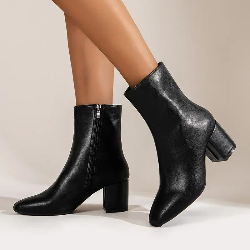 Women's Patent Ankle Boots in Black
