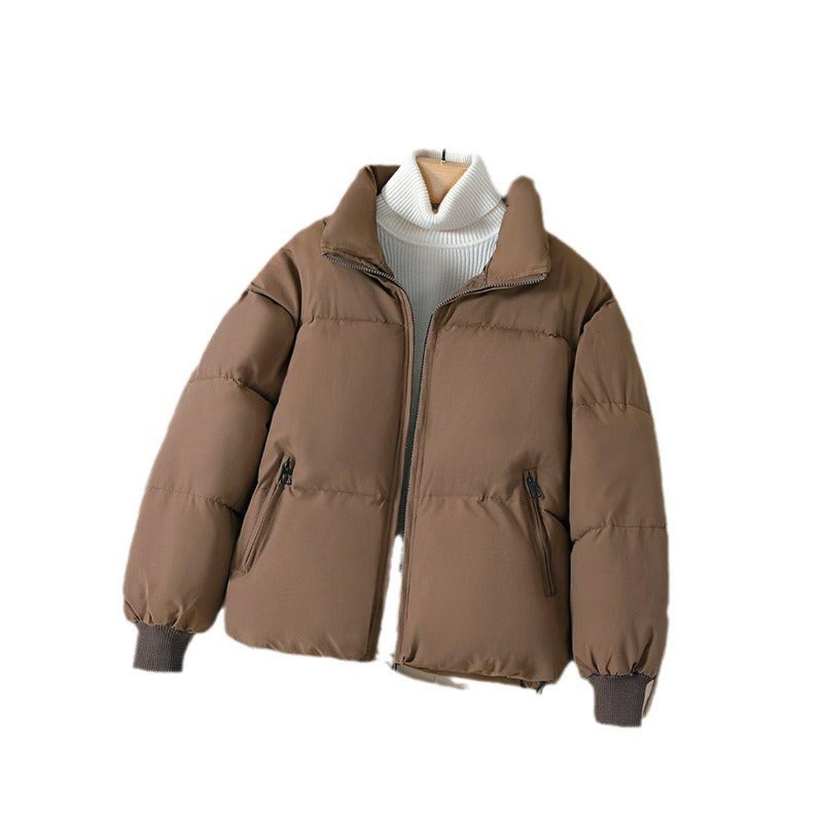 Women's Quilted Puffer Jacket in Brown