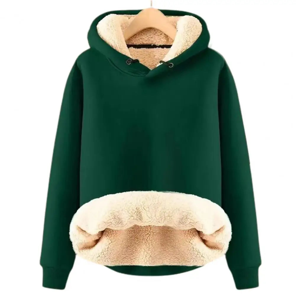 Women's Sherpa Trim Hoodie in Forest Green
