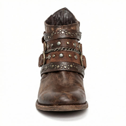 Women's Studded Buckle Ankle Boots