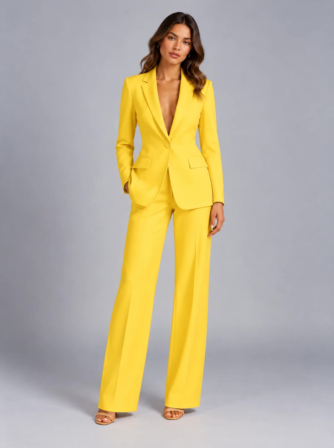 Women's Tailored Blazer Wide Leg Pants Set