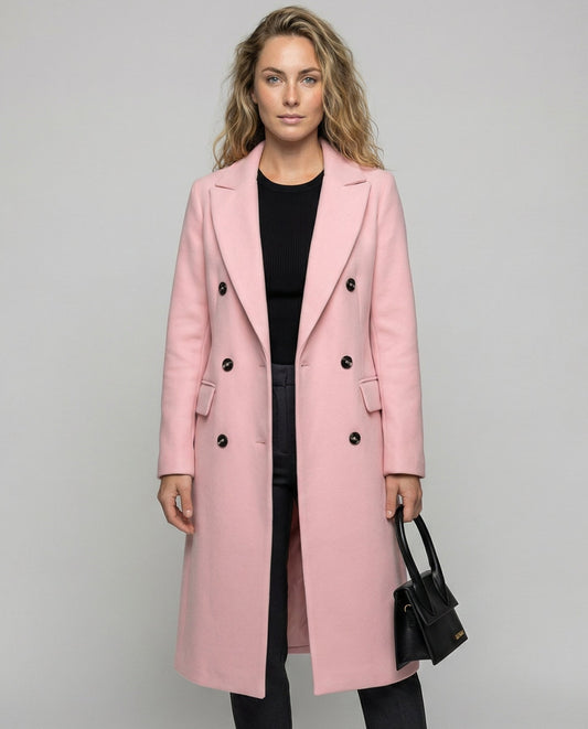 Warm Winter Trench Coat for women, detail view.