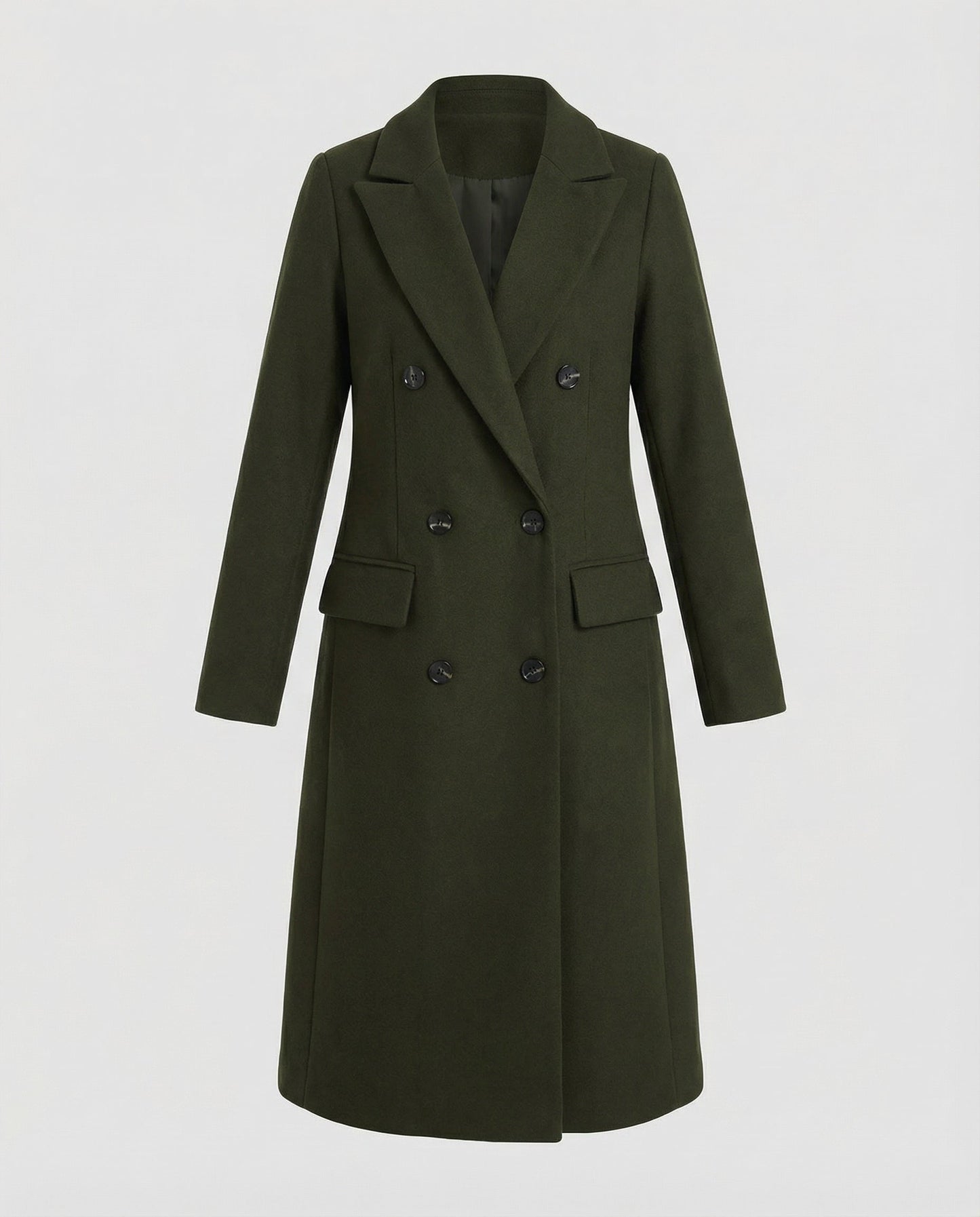Army Green warm winter trench coat for women.