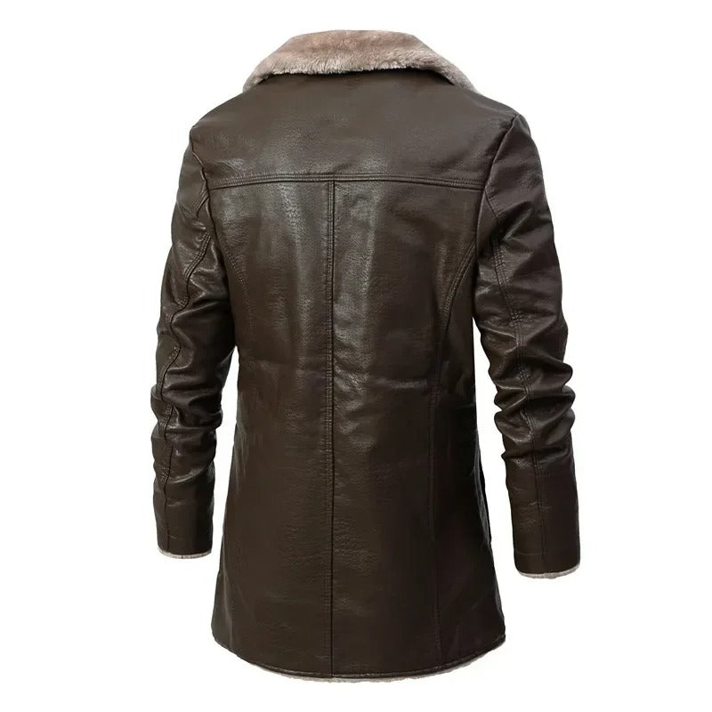 Man wearing a black warm winter bomber jacket