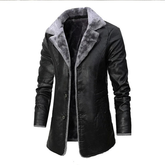 Man wearing a black warm winter bomber jacket