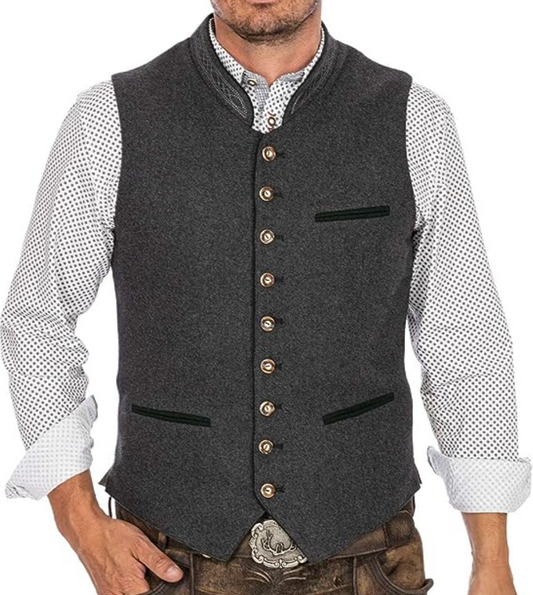 Man wearing a thermal stand collar vest