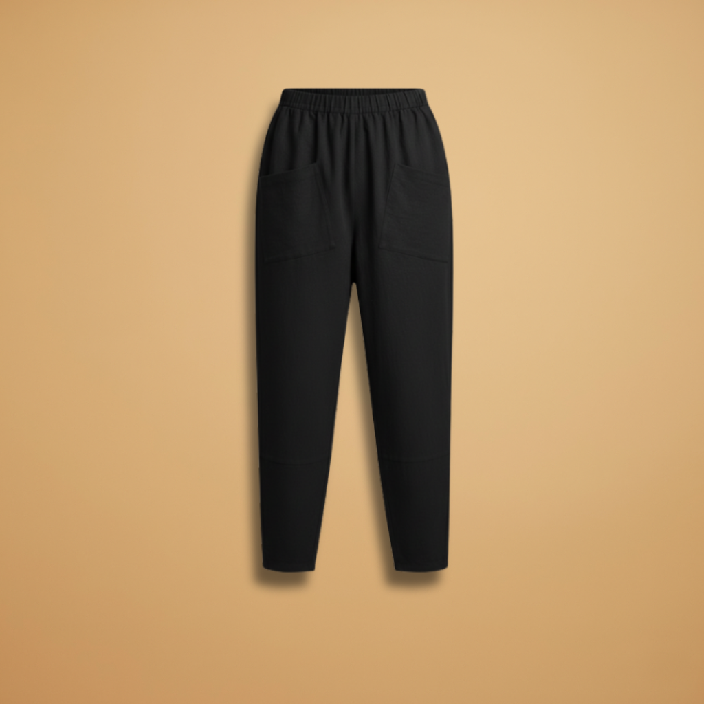Woman wearing casual elastic waist pants