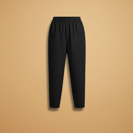 Woman wearing casual elastic waist pants