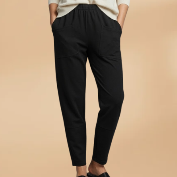 Woman wearing casual elastic waist pants
