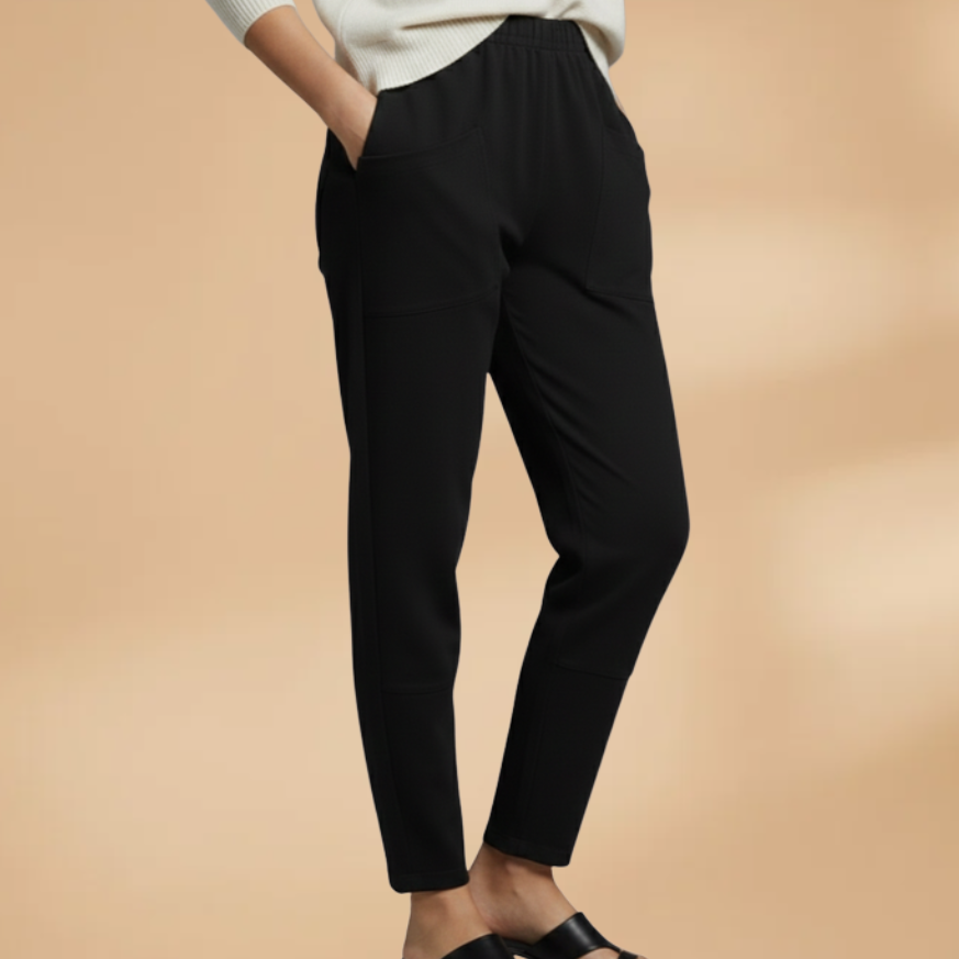 Woman wearing casual elastic waist pants