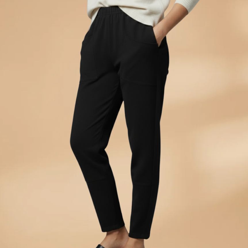 Woman wearing casual elastic waist pants