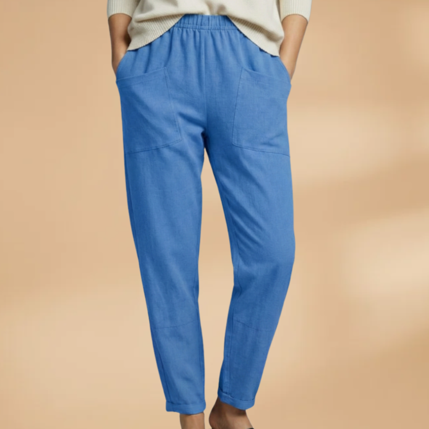 Woman wearing casual elastic waist pants