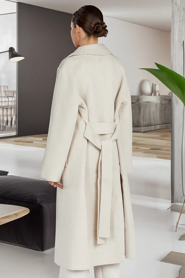 Belted Long Trench Coat for women, detail view.