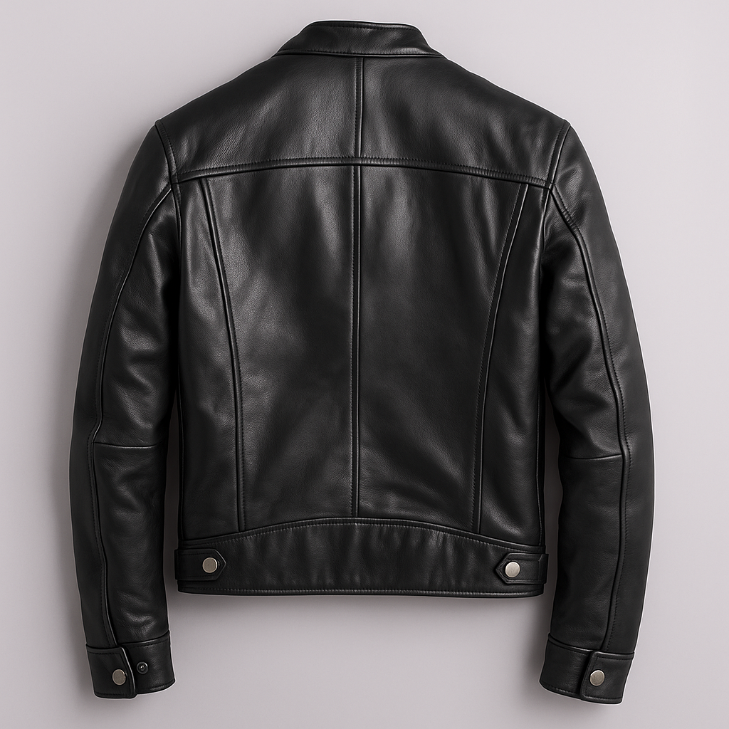 Man wearing a heritage moto leather jacket