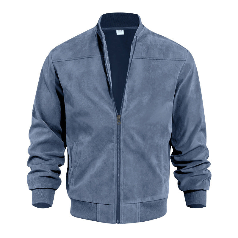 Men's Velour Zip Vest in Blue
