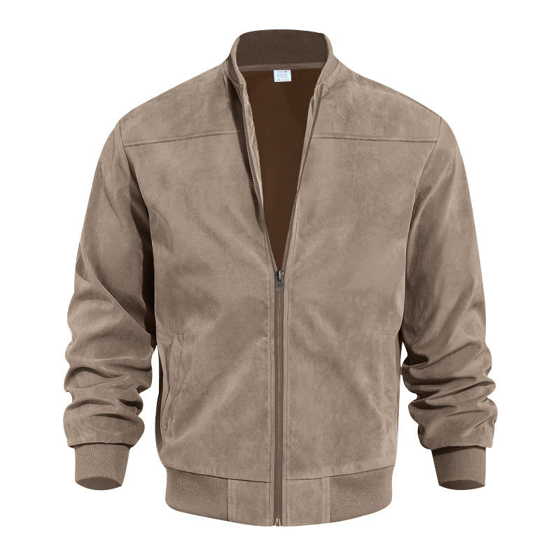 Men's Velour Zip Vest in Khaki