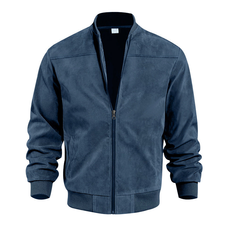 Men's Velour Zip Vest in Navy Blue