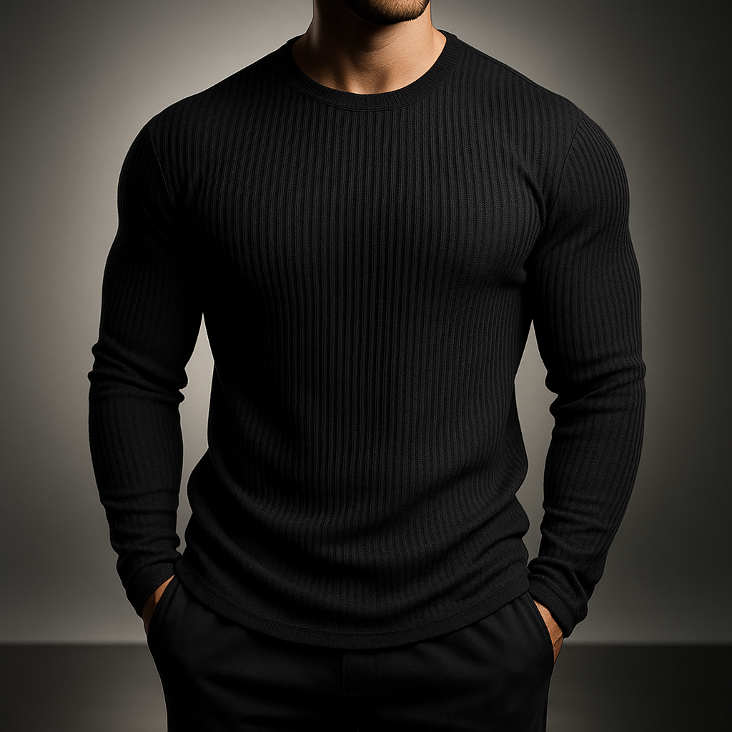 Men's slim fit rib knit crew neck sweater