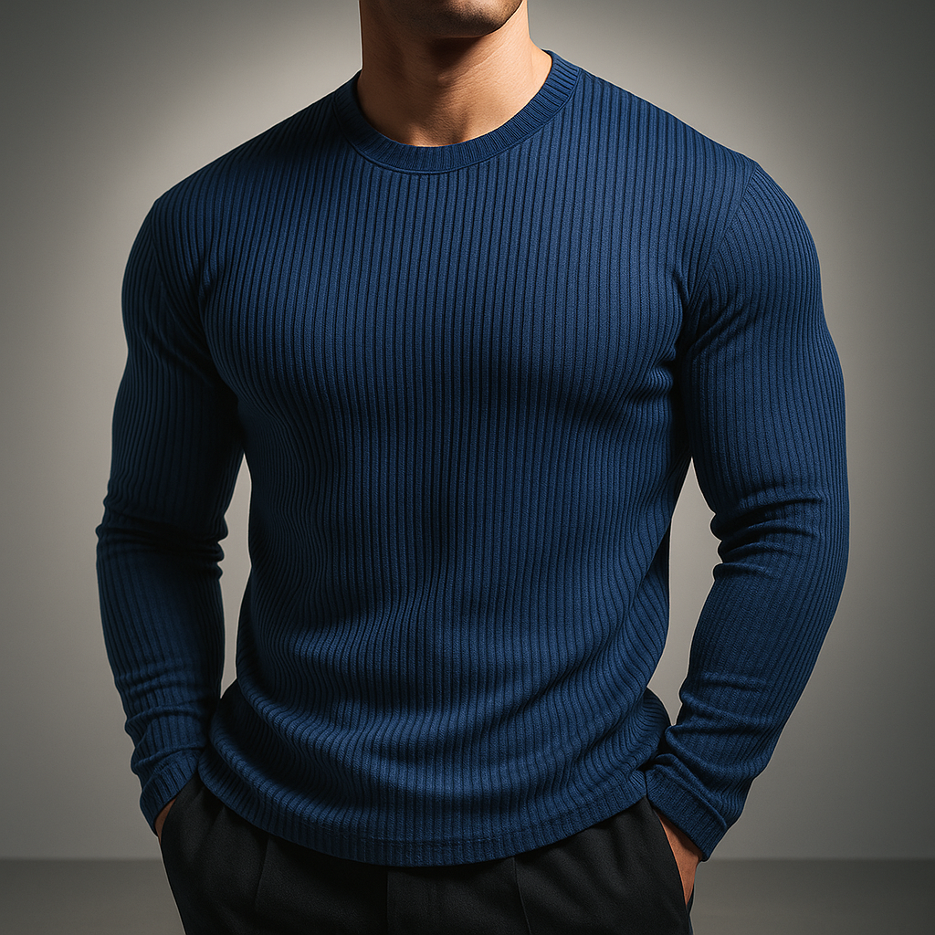 Men's slim fit rib knit crew neck sweater