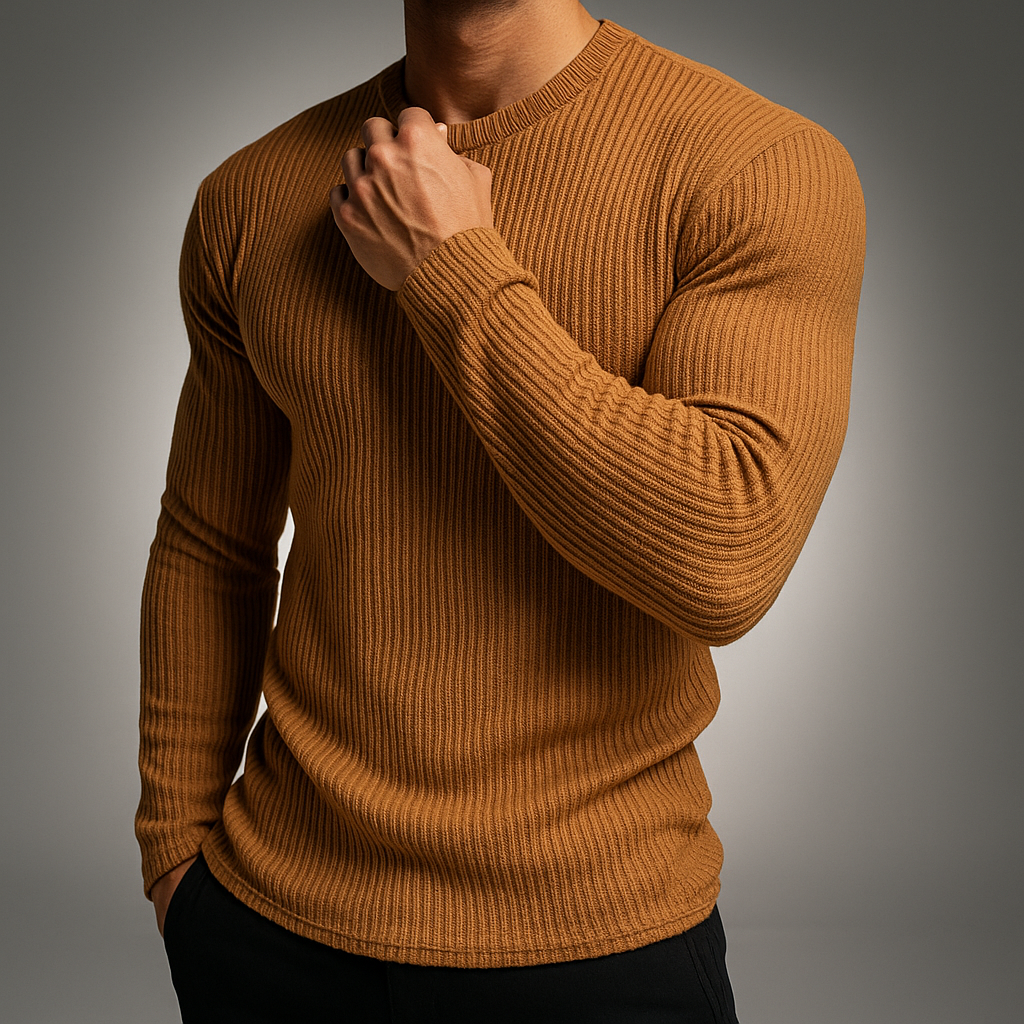 Men's slim fit rib knit crew neck sweater