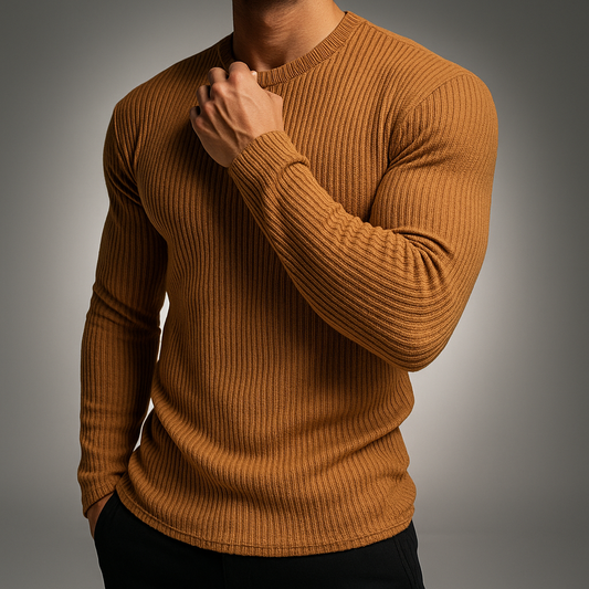 Men's slim fit rib knit crew neck sweater
