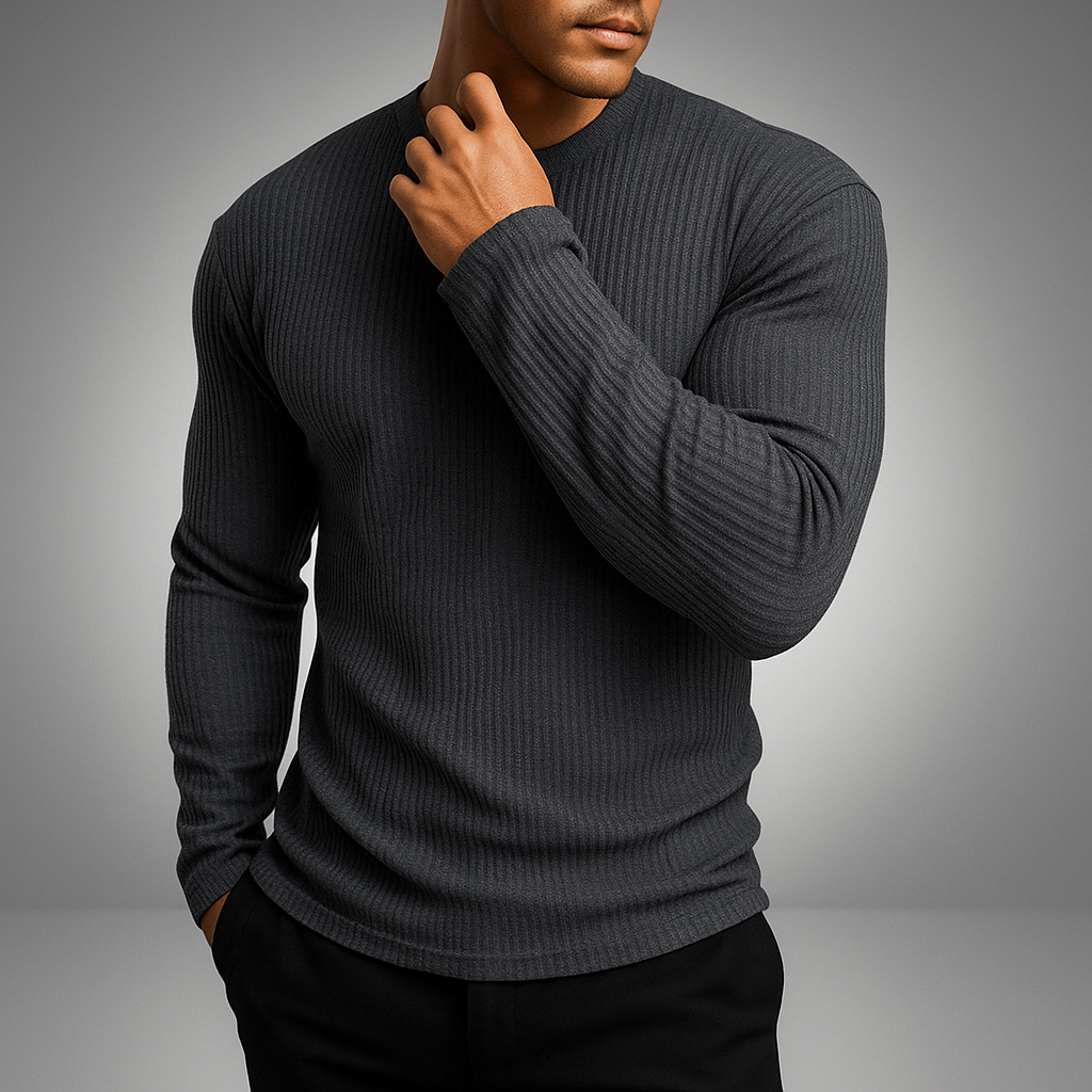 Men's slim fit rib knit crew neck sweater